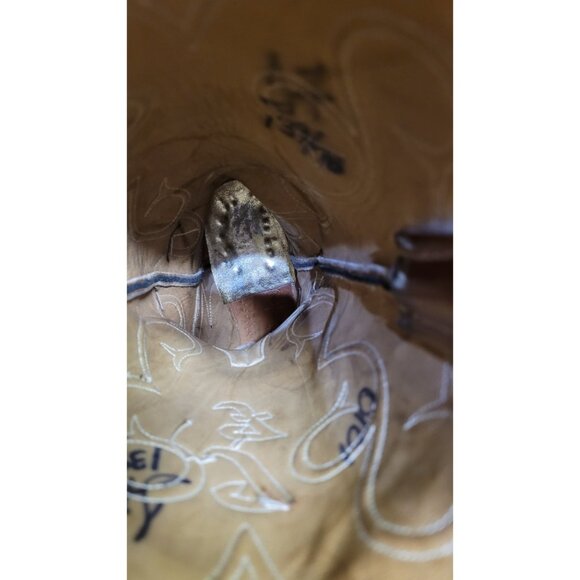 James Leddy Vintage Cowboy Boots Custom Handmade Monogram Inlay Womens 6.5 or 7 - Picture 10 of 13